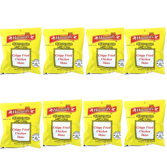 Howard's Crispy Fried Chicken Skins - Chicharrones de Pollo, 1.5oz, Pack of 8