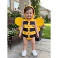 thumbnail image 5 of RUINIXCW Newborn Baby Girl Boy Halloween Bee Costume Infant Baby Halloween Animal Cosplay Outfit Funny Striped Sleeveless Hooded Romper with Wing, 5 of 10