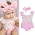 thumbnail image 4 of Summer Newborn Toddler Baby Girls Rompers Lace Floral Bodysuit Jumpsuit Outfits Sunsuit Clothes, 4 of 4
