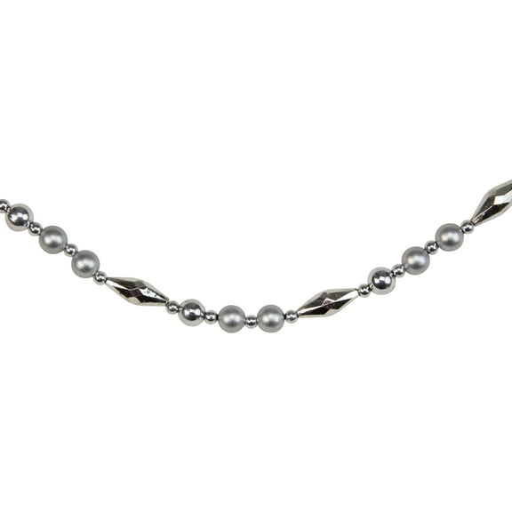 9' Shiny and Matte Silver Beaded Christmas Garland