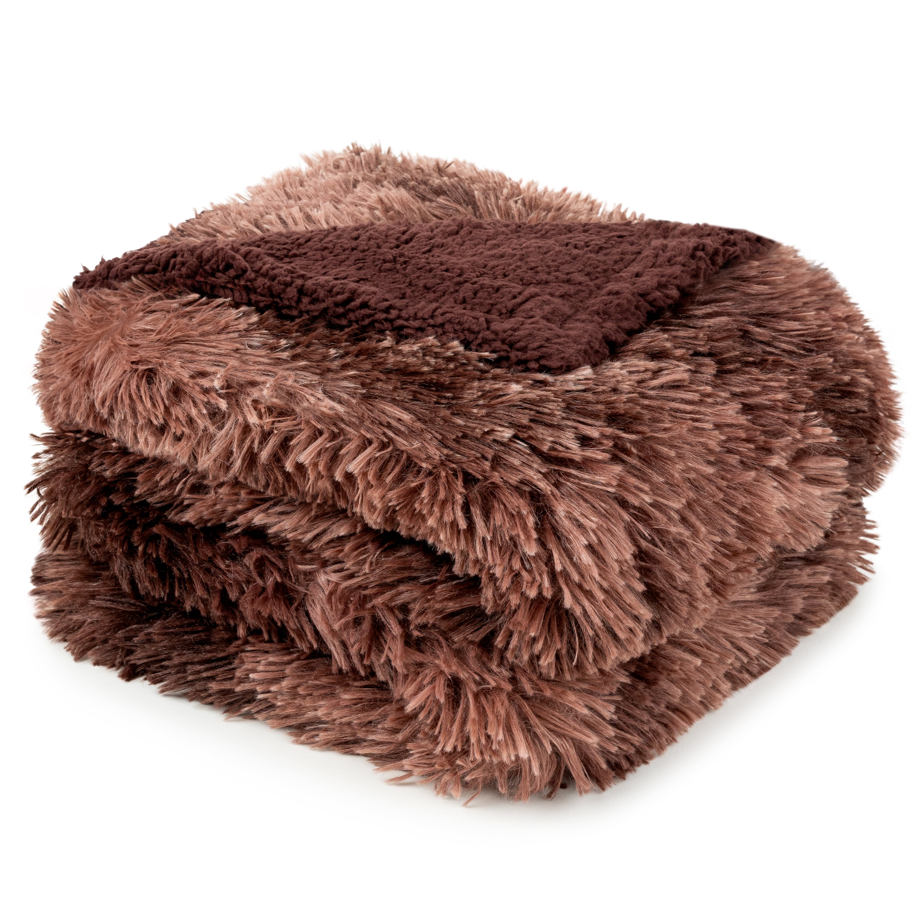 PAVILIA Brown Fluffy Throw Blanket for Couch, Twin Bed, Fuzzy Blanket for Women Men, Furry Plush Warm Blanket Bed Sofa, Super Soft Thick Faux Fur Sherpa Blanket Throw, Tie-Dye, 60x80