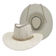thumbnail image 4 of 2 Pack Cowboy Hats for Men Wide-Brim Sun Protection Straw Fedora Cap Mens Casual Solid Color Breathable Summer Beach Visor Bucket-Hat, 4 of 7