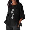 thumbnail image 7 of Gamivast Womens Tops Tees & Blouses Paw Print Loose Fit Boat Neck 3/4 Sleeve Tops Casual Tops Pocket Texture Summer Daily Vacation Outfits, 7 of 7