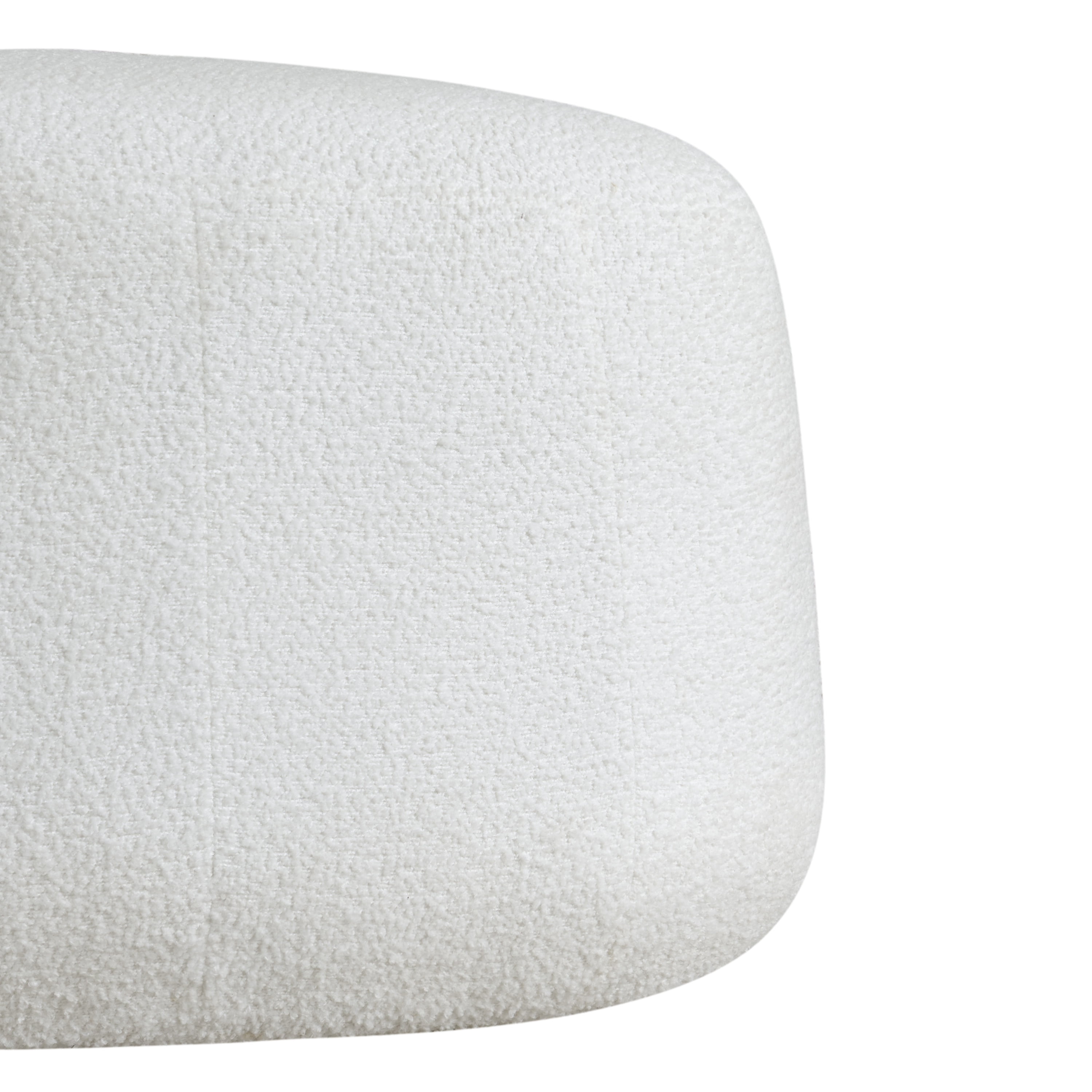 Studio Living Kingston Modern Upholstered Ottoman, White Boucle Fabric