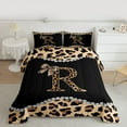 thumbnail image 2 of Castle Fairy Bow Letter Monogrammed R Twin Comforter Sets,Cheetah Print Bedding Set, 2 of 8