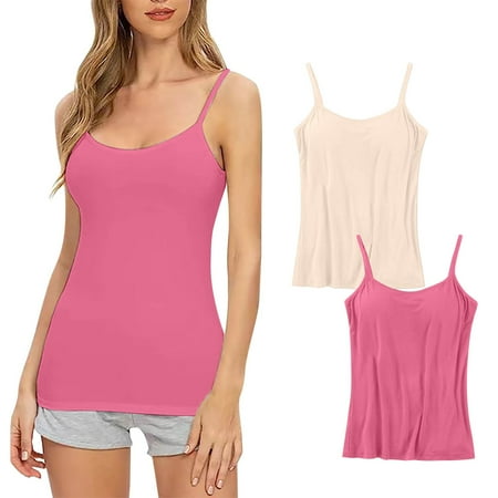 Bigersell Padded Lace Bandeau Bra Discouts 2024 Women s 2pc Daily Sling with Chest Pad Camisole Shelf Bra Spaghetti Straps Tank Tops Balconette Bra Style F-229 Pinky XL