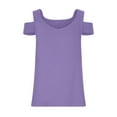 thumbnail image 6 of TKLPEHG Summer Tops for Women V-Neck Cold Shoulder Top Short Sleeve T Shirt Loose Lightweight Casual Comfy Fashion Solid Color Blouses (Purple,XL), 6 of 7