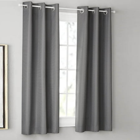 Mainstays Blackout Curtains, Set of 2, 37" x 63", Dark Grey