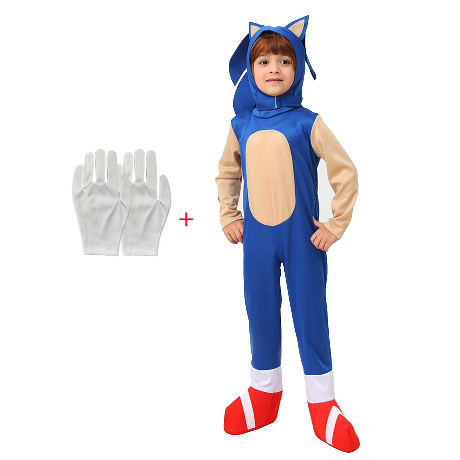 The Hedgehog Sonic Costume Cosplay for Kids Boys Girls Christmas Pretend Play Birthday Party Cartoon Jumpsuit 