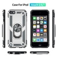 thumbnail image 2 of LeYi iPod Touch 6th Generation Case Hard Case, iPod Touch 7th Generation Case, Military Grade Phone Case with Ring Kickstand for Apple iPod Touch 7/6/5, Silver, 2 of 9