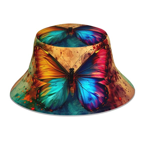Balery Vibrant Rainbow Butterfly A Sun Hats for Men Women Bucket Hat UPF 50  Buckey Hat Boonie Hat Foldable UV Protection Hiking Beach Fishing Summer