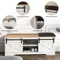 thumbnail image 3 of Vivvoo 47" Farmhouse Shoe Bench with Cushion, Entryway Hallway Wooden Furniture, 3 of 18