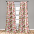 thumbnail image 2 of Skull Window Curtains, Smiling Skeleton Head with the Roses Dead Lovers Symbolism Artwork, Lightweight Decor 2-Panel Set with Rod Pocket, Pair of - 28"x63", Grey Yellow Ecru and Coral, by Ambesonne, 2 of 3