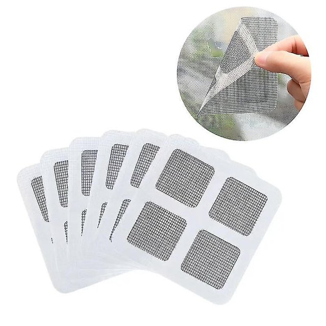 6pcs 10x10cm Window Screen Repair Tape, Self-adhesive Screen Patch Tape For Covering Up Door And Window Screen Hole