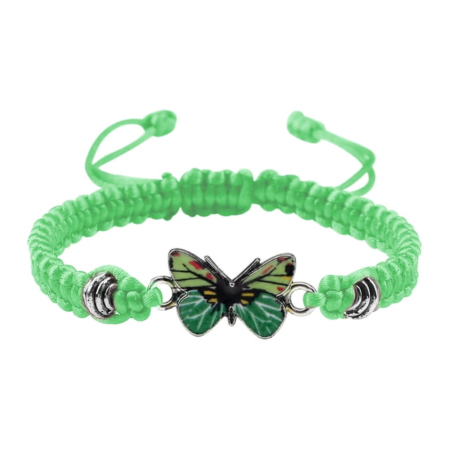 Pulseras para mujer, regalos para mujer, pulsera para enamorados, pulsera tejida a mano para San Valentín, joyería para novias, pulsera con dije de mariposa.