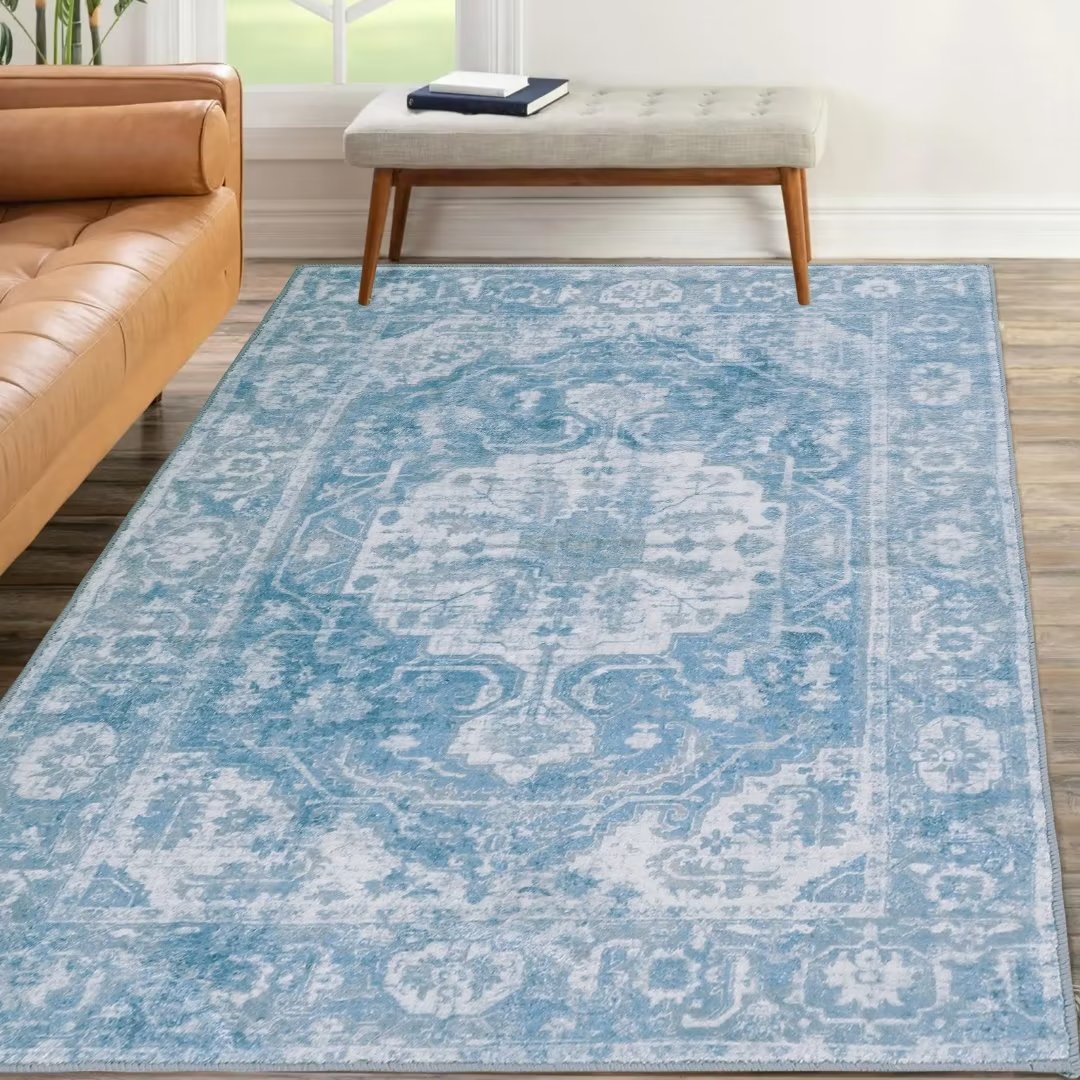 FanciHome Large Area Rug 8'x10' Washable Boho Distressed Rug Large Non