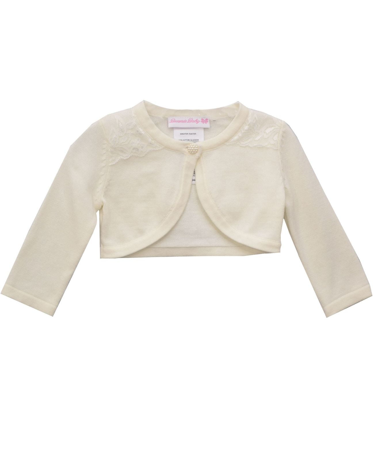 Bonnie Baby Baby Girls Ivory Flyaway Cardigan With Lace Trim – Natural ...