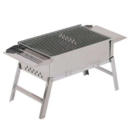 Outsunny Stainless Steel BBQ Charcoal Grill Tabletop Cooking for Camp