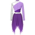 thumbnail image 4 of Doomiva Women Metallic Color Block Praise Dance Dress Church Worship Dress Lyrical Dancewear Purple L, 4 of 6