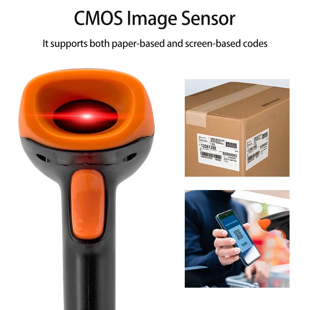 Handheld 1D/2D/QR Barcode Scanner BT+2.4G Wireless USB Wired Bar Code Reader Manual / Continuous Scanning CMOS Image Sensor Support Paper Code/Screen Code PDF417 Compatible with Windows An