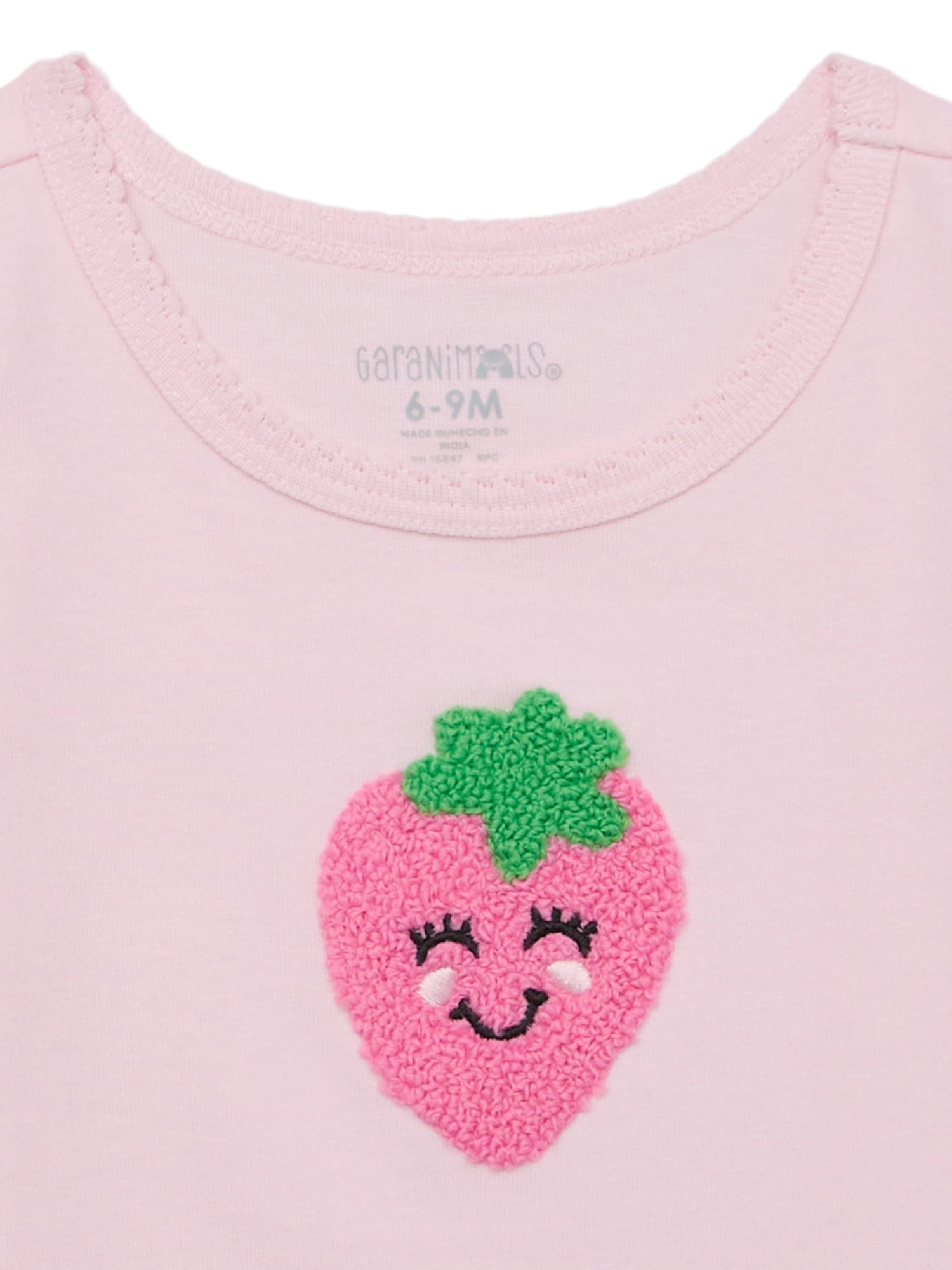 Garanimals Baby Girl Short Sleeve Scallop Neck Embroidered T-Shirt, Sizes 0-24 Months