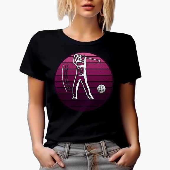 A Swinging Golf Player, Golfing or Golfer Themed Merch Gift, Black T-Shirt, Small