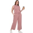 thumbnail image 4 of Conjunto de dos piezas SAMPEEL para mujer, cuello alto, cuello alto, color rosa, talla L, 4 of 6