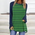 thumbnail image 2 of Chandails en Molleton Femmes Manches Longues Femmes Chandail en Molleton Rayé Surdimensionné Manches Raglan Col Rond chandail-Over Automne 2024 Tunique Ample S-109 Vert m, 2 of 5