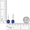 thumbnail image 6 of Gem Stone King 925 Silver and 10K Yellow Gold Blue Created Sapphire and Moissanite and Lab Grown Diamond Dangle Earrings for Women | 17.46 Cttw | Gemstone September Birthstone | Cushion 12MM, 6 of 6