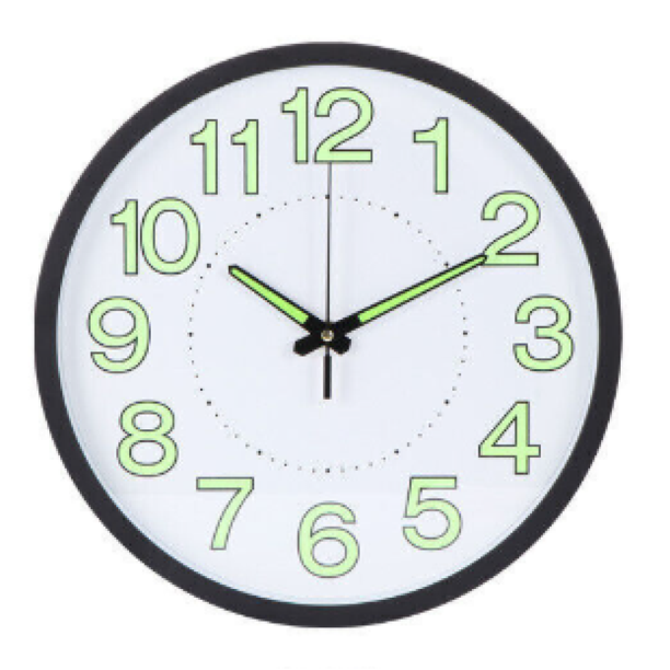 Reloj de pared de 30 cm, fijo, silencioso, de cuarzo luminiscente, moderno.