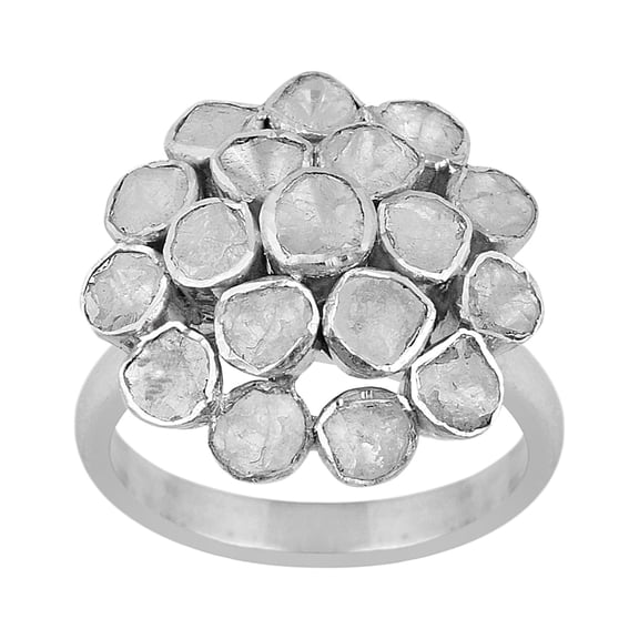 1.50 CTW Natural Polki Diamond Promise Valentines Day Gifts Ring 925 Sterling Silver