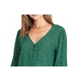 thumbnail image 2 of SANCTUARY Womens Green Buttoned Animal Print Long Sleeve V Neck Top Size: M, 2 of 3