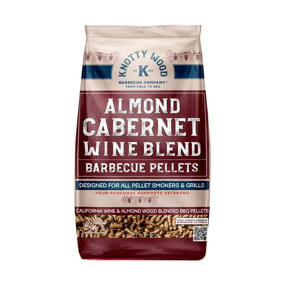 Knotty Wood Barbecue Almond Cabernet BBQ Grilling Cooking Pellets 100% Natural Almond Wood No Fillers Oils or Additives 20 lb Bag