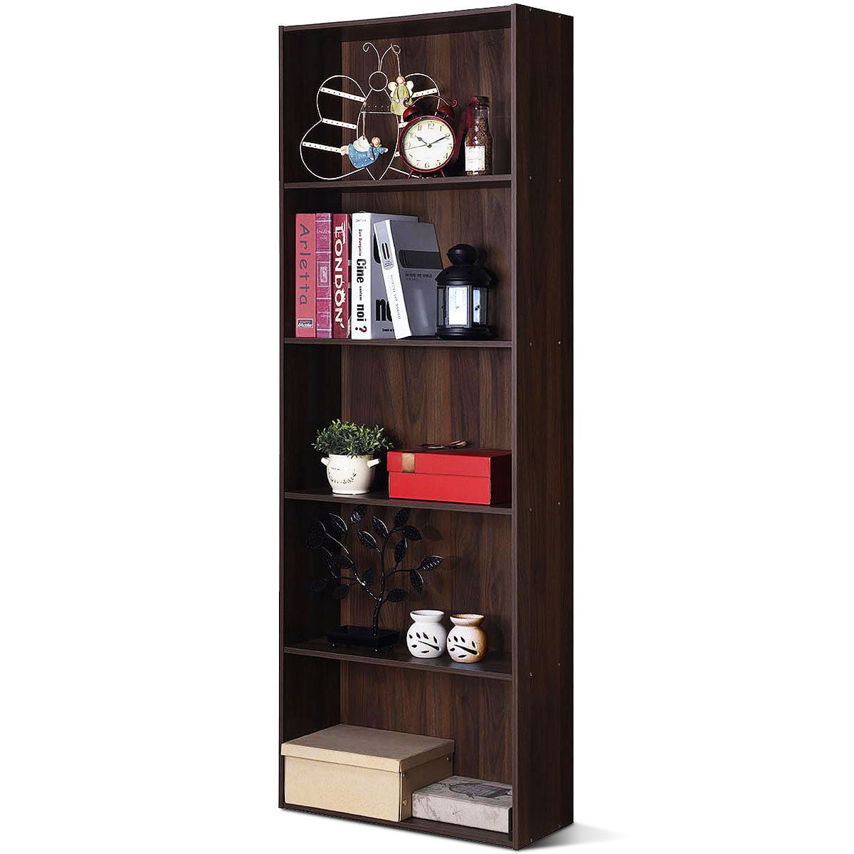 Details about   Slim Versatile And Matte 5 Shelf Bookcase Storage Furniture Engineering Wood 