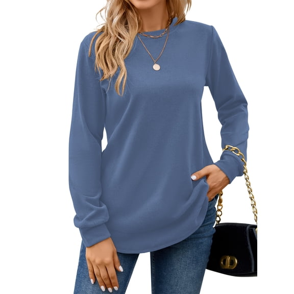 OutfitShow Sweatshirts for Women Casual Long Sleeve Crewneck Shirts Tunic Tops,Sizes S-3XL