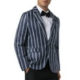 thumbnail image 4 of INSPIRE CHIC Striped Blazer for Men's Single Breasted Contrast Color Business Sports Coat 2XL Navy Blue, 4 of 5