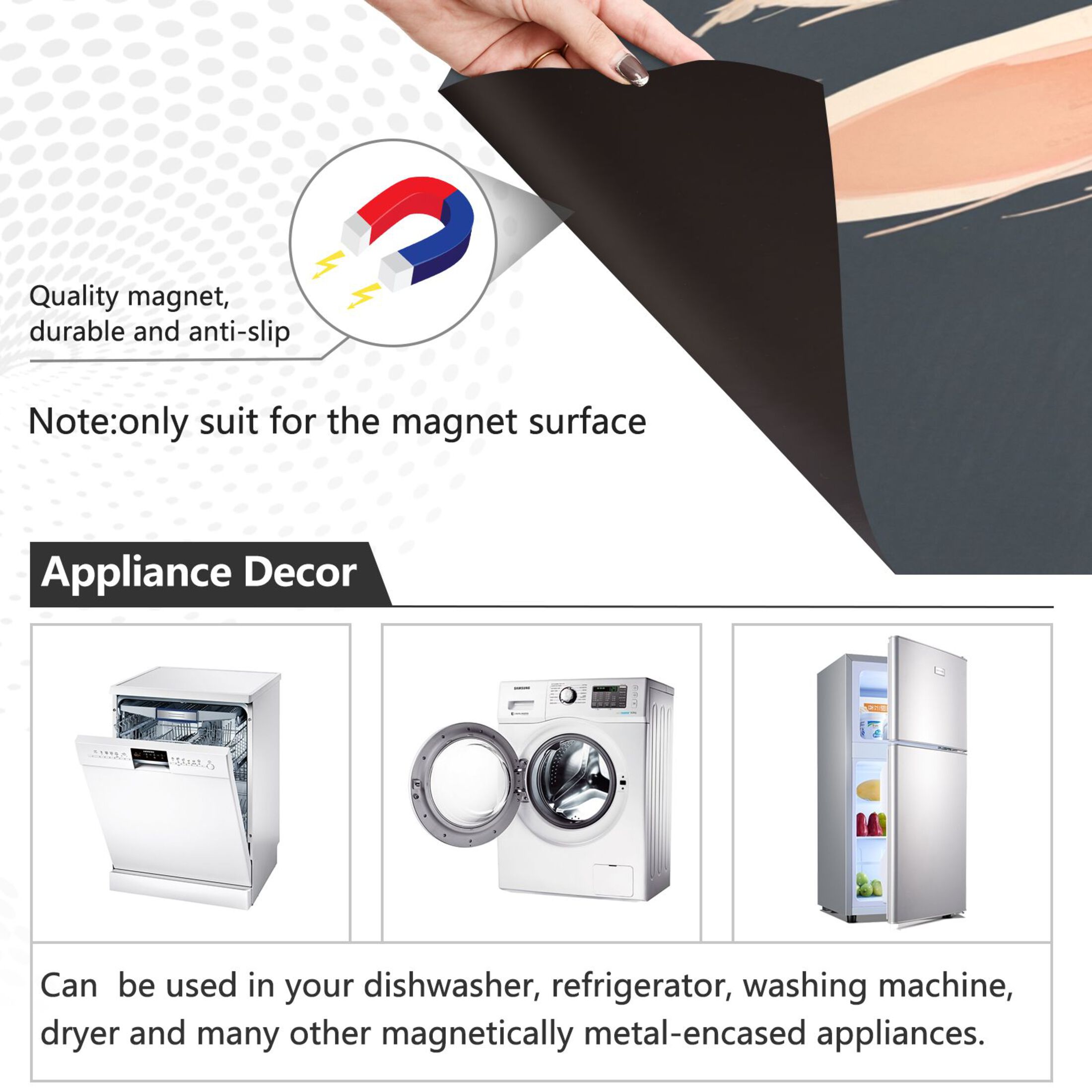 Dishwasher Magnetic Sticker 23x26 Inch Refrigerator Magnetic Sticker Washing Machine Magnetic Sticker Kitchen Panel Magnetic Sticker Home Decor Lovely Cartoon White Rabbit