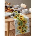 thumbnail image 6 of Sunflower Plaid Table Runner Cotton Linen 90 Inch Holiday Dresser Scarves, Retro Yellow Green Floral Leaf Grey Tablerunner for Kitchen Coffee Dining Bedroom Living Room Dinner Scarf Décor 13''x90'', 6 of 9