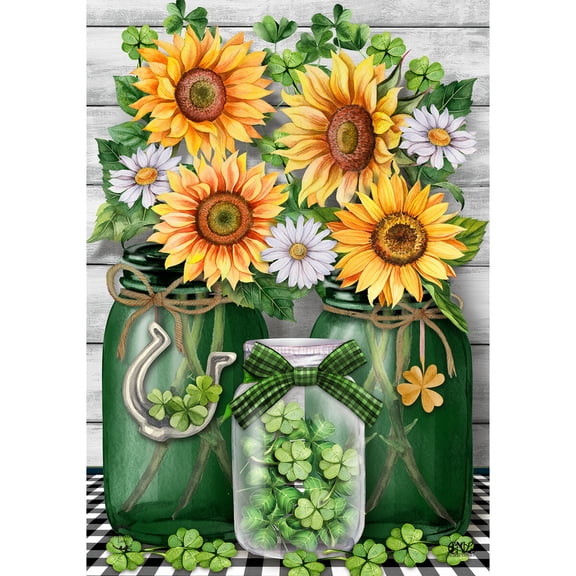 Briarwood Lane St. Patricks Day Garden Flag 12x18 For Outdoor Irish Mason Jars St. Patrick's Day For St. Patricks Day Shamrock Irish Garden Flag Garden Flag Flags For Outside