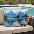 thumbnail image 4 of Blue Mountain Outdoor Waterproof Pillow Covers, Forest Modern Art Pastoral Decorative Square Throw Pillowcase Sofa Cushion Sham for Patio/Couch/Chair, 26"x26" 2 Pack, 4 of 8