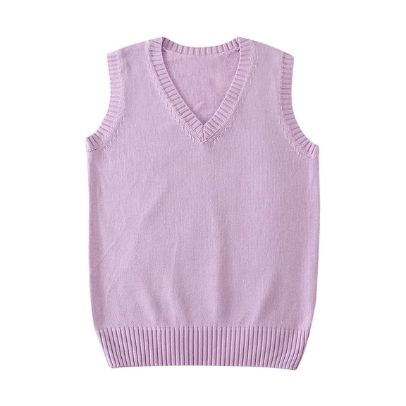 Women Knitted V-Neck Vest JK Solid Color Classic Sleeveless Pullover Sweaters Tank Tops