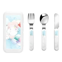 Easygdp Cute Elephant 3-Piece Flatware Set Kids Silverware, Stainless Steel Toddler Kids Utensils Safe for Preschooler Children