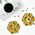 thumbnail image 4 of Honeii Bees and Sunflowers print Leather Coaster Set of 4, ideal for safeguarding your furniture from drinks spills and effortless cleanup-Hexagon, 4 of 6