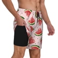 thumbnail image 2 of Honeii Hand Drawn Watermelon Print Men's Swim Shorts,Mens Swim Trunks,Breathable Mesh Beach Shorts for Swimming,Surfing, and Beach Activities-Small, 2 of 6