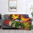thumbnail image 2 of Uemuo Fall Village Scenery Printed Throw Blanket for Couch, Fluffy Fuzzy Blankets for Bed, Sofa, Cozy Flannel Faux Fur Blanket-60"x50", 2 of 6
