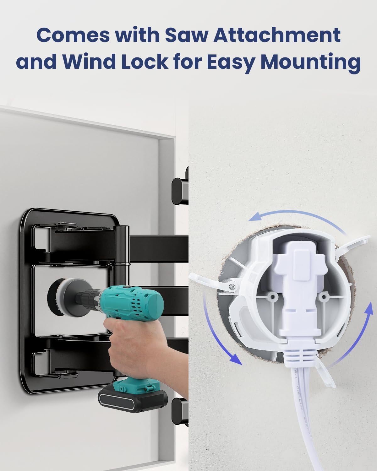 in-Wall Cable Management Kit, TV Cord Hider for Wall Mounted TV, Includes Power & Low Voltage Cables Management, Wall Cable Concealer Kit with Hole Saw Drill Attachment