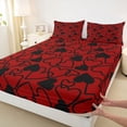 thumbnail image 4 of Erosebridal Cartoon Loves Pattern Full Size Sheets,Red Black Heart Print Bed Sheets For Men Women 4-Piece, 4 of 6