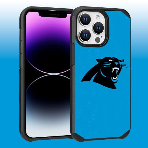 Apple iPhone 14 Pro Max (6.7) - NFL Licensed Carolina Panthers Light Blue Textured Back Cover on Black TPU Skin