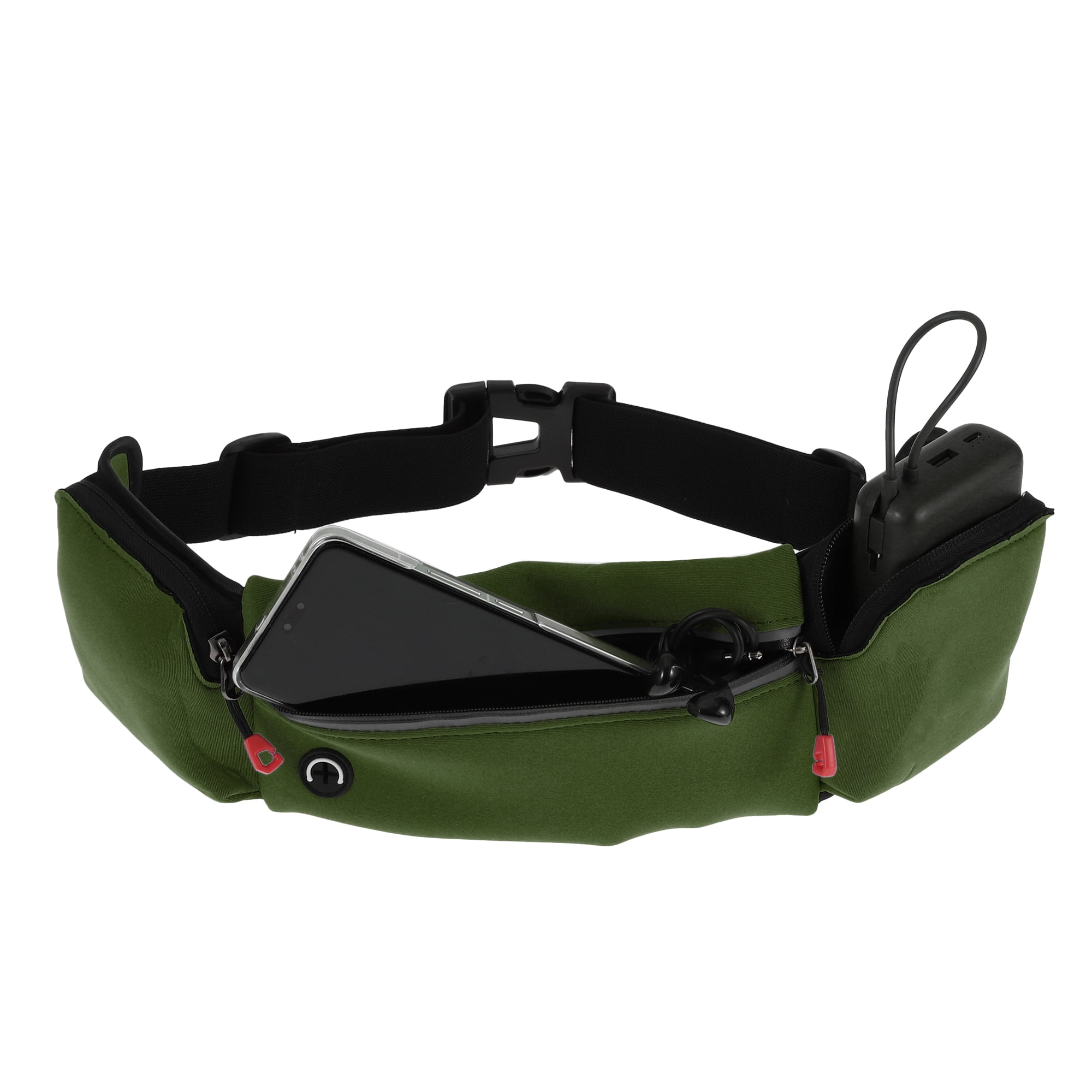 Unique Bargains Multifunctional Zipper Running Belt 1 Pc Green