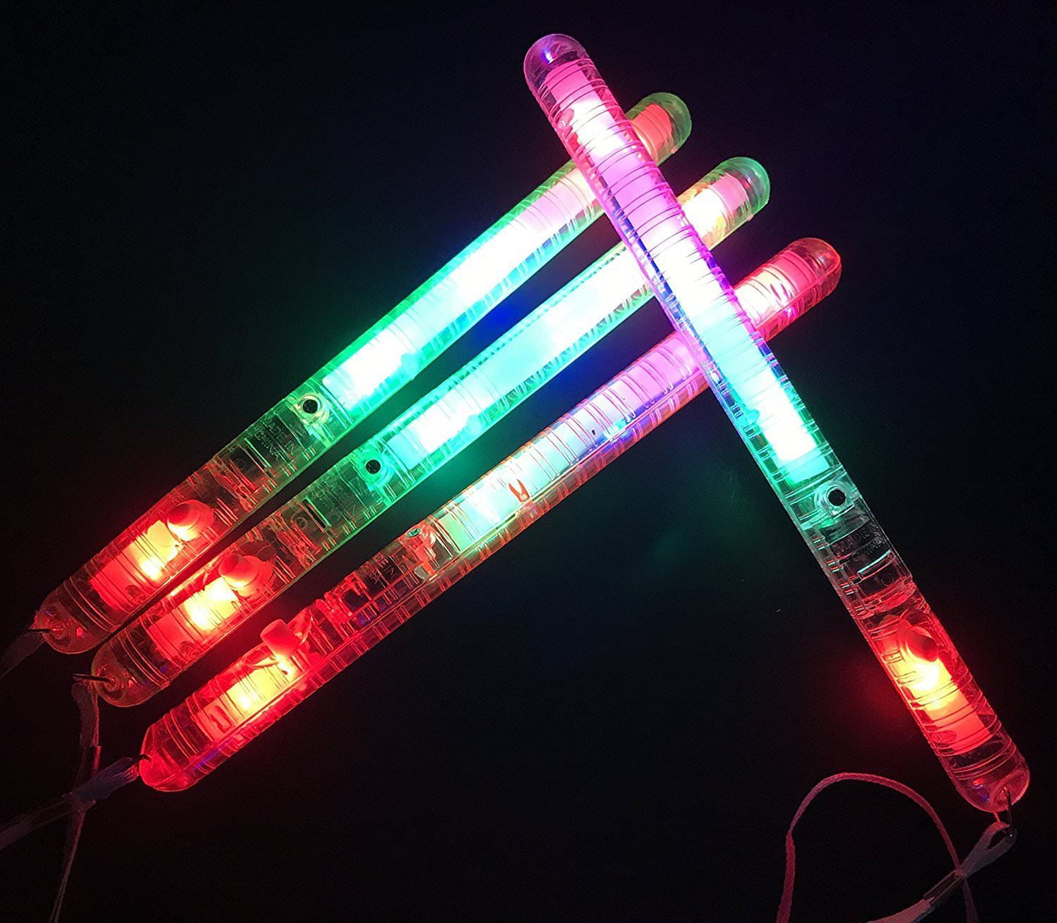 100 PCS LightUp Sticks LED Flashing Strobe Wands Blinking Rave EDC